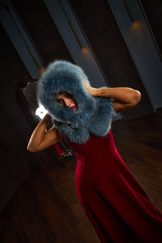 Blue Fox Fur Hood 'Escape'