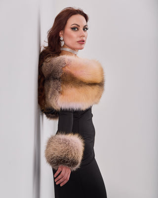 Finn Racoon Fur Trimmed Long Black Dress