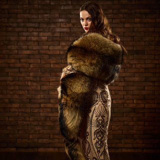 Huge Raccoon Fur Wrap
