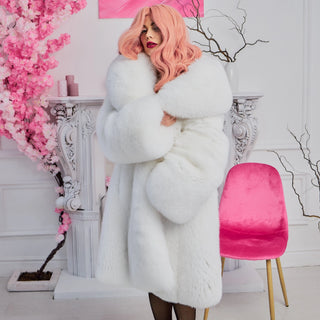 Snow White Saga Fox Fur Coat 'Rafaello Candy' with 2 Length Options