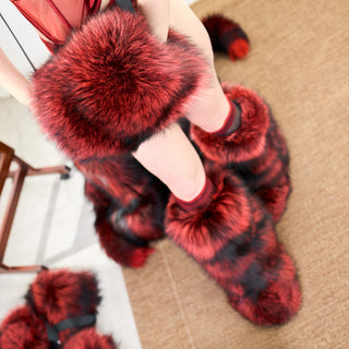 Tall Silver Fox Fur Decorative Boots