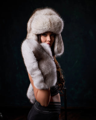 Saga Blue Fox Huge Gloves 'Fur Massage'