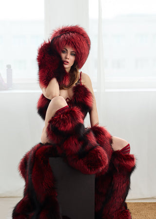 Tall Silver Fox Fur Decorative Boots