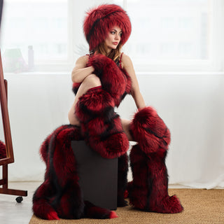 Tall Silver Fox Fur Decorative Boots