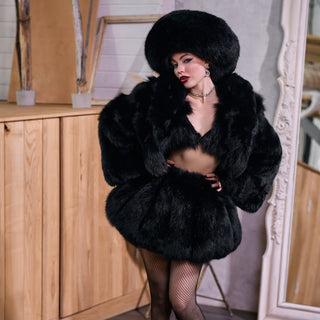 Blue Fox Fur Hat 'Papakha'