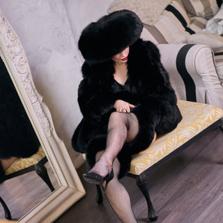 Blue Fox Fur Hat 'Papakha'