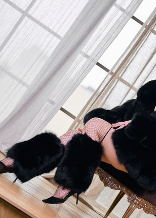 Blue Fox Fur Leg Warmers 'Sensation' - 25 cm long