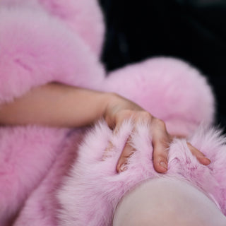 Fur-trimmed Silk Nightgown 'Pink Dream'
