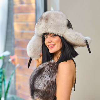 Arctic Fox Fur Trapper Hat Vushanka-style