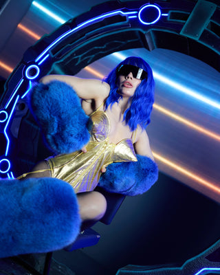 Blue Fox Fur Leg Warmers 'Sensation'
