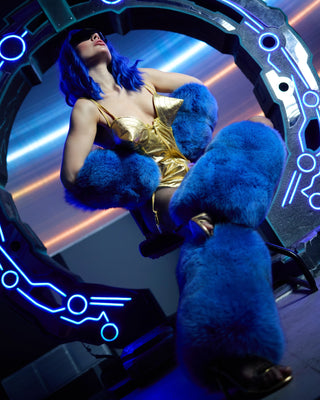 Blue Fox Fur Leg Warmers 'Sensation'