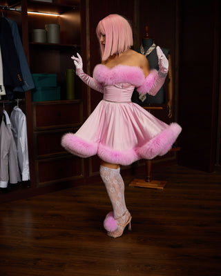 Arctic Fox Trimmed Dress 'Sweet Dreams'
