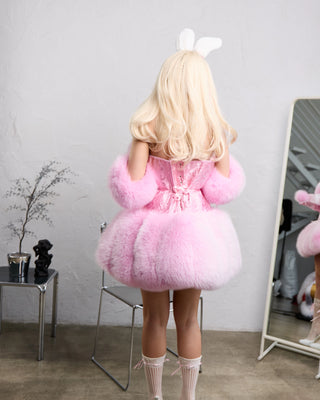 Corset with Wide Saga Fox Fur Skirt and Fur Bra