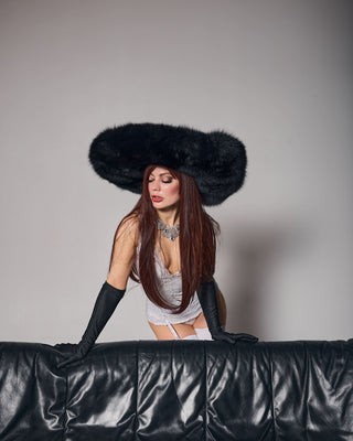 Saga Blue Fox & Rex Rabbit Wide Fur Hat