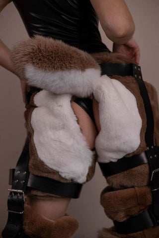 Rex Rabbit Fur Shorts with a Sensual Slit