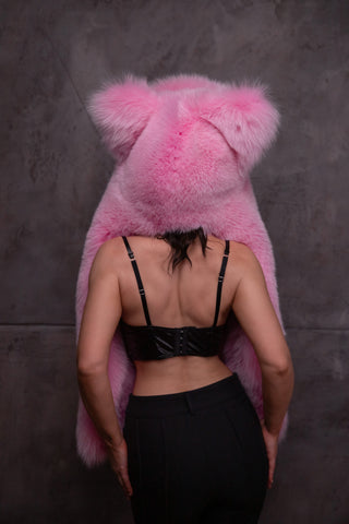 Saga Blue Fox Fur Animal Hat with Ears 'Foxie'
