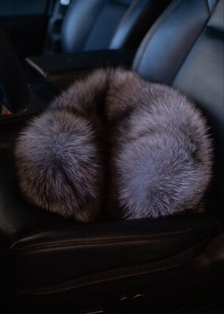 Saga Blue Frost Fox Fur Travel Pillow