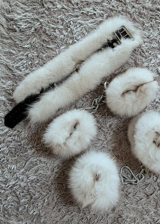 Blue Fox Fur Wrist Cuffs in Natural White 'Dream Keeper'