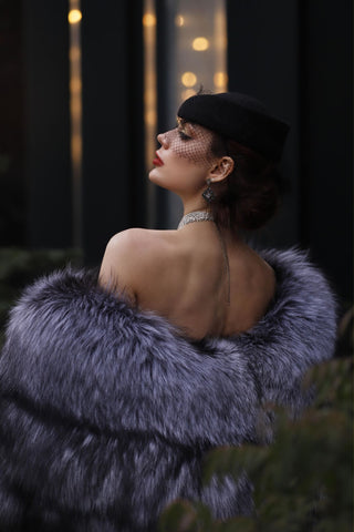 Saga Silver Fox & Shadow Blue Frost Fox Fur Coat "New York Heiress"