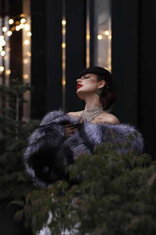 Saga Silver Fox & Shadow Blue Frost Fox Fur Coat "New York Heiress"