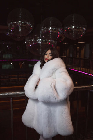Saga Albino (Arctic) Fox Fitted Coat 'Santa's Temptation'