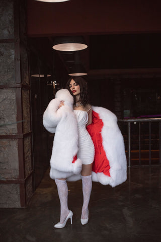 Saga Albino (Arctic) Fox Fitted Coat 'Santa's Temptation'