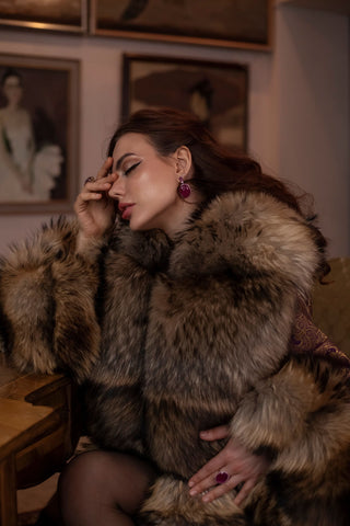 "The Fall of Antioch" Brocade & Raccoon Fur Robe