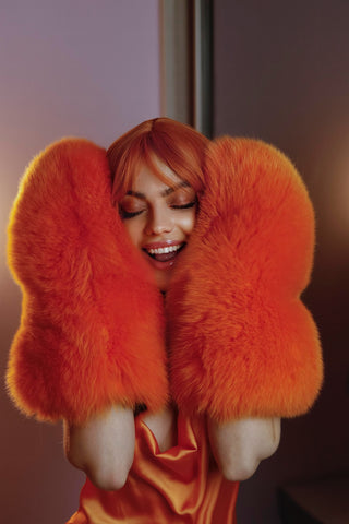 Saga Blue Fox Huge Gloves 'Fur Massage' – Oversized Fur Fetish Gloves