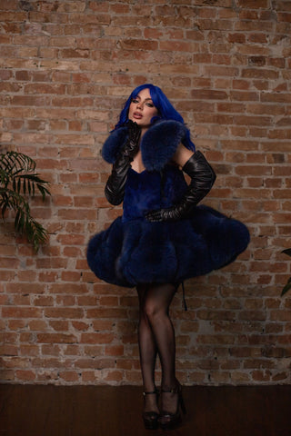 Full Fur Maid Outfit 'Ice Queen' Saga Blue Fox & Rex Rabbit Ensemble
