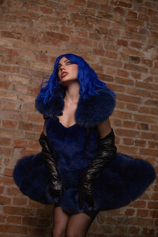 Full Fur Maid Outfit 'Ice Queen' Saga Blue Fox & Rex Rabbit Ensemble