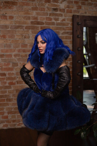 Full Fur Maid Outfit 'Ice Queen' Saga Blue Fox & Rex Rabbit Ensemble