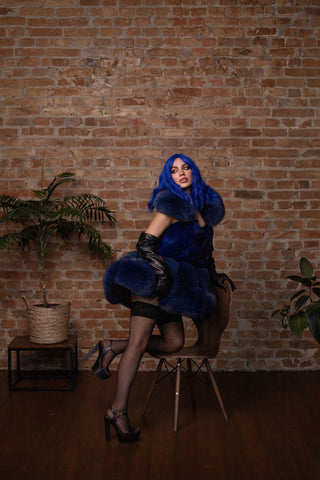 Full Fur Maid Outfit 'Ice Queen' Saga Blue Fox & Rex Rabbit Ensemble