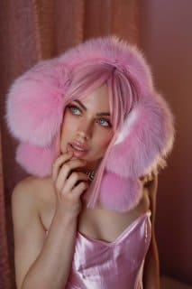 Saga Fox Fur Earmuffs with Detachable Pompons (Optional)