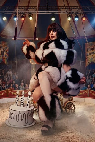 Blue & White Fox Fur Harlequin Costume Set