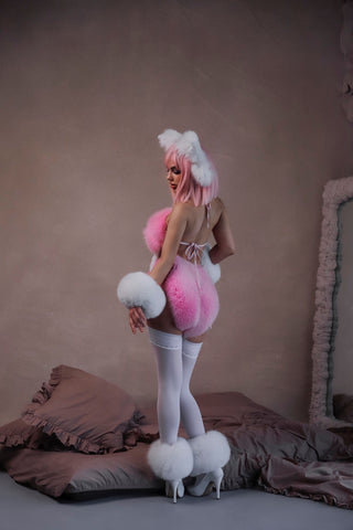 Fox & Rabbit Fur Lingerie Bodysuit