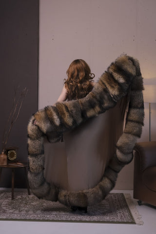 Gorgeous Finn Raccoon Fur Trimmed Nightgown – Luxury Floor-Length Robe