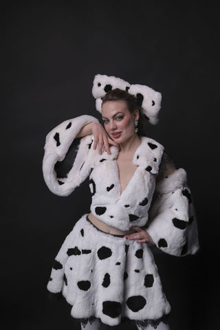 Rex Rabbit Fur Dalmatian Cosplay Set