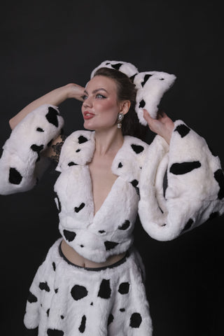 Rex Rabbit Fur Dalmatian Cosplay Set