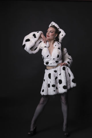 Rex Rabbit Fur Dalmatian Cosplay Set
