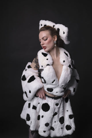 Rex Rabbit Fur Dalmatian Cosplay Set