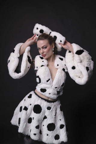 Rex Rabbit Fur Dalmatian Cosplay Set