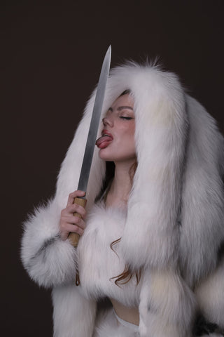 White Arctic Fox Shaman Costume – Genuine Whole Pelt Fantasy Set