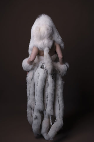 White Arctic Fox Shaman Costume – Genuine Whole Pelt Fantasy Set