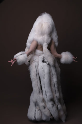 White Arctic Fox Shaman Costume – Genuine Whole Pelt Fantasy Set