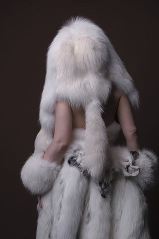 White Arctic Fox Shaman Costume – Genuine Whole Pelt Fantasy Set