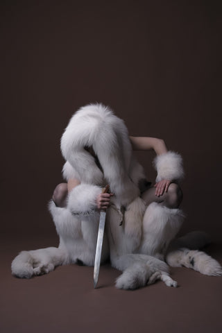 White Arctic Fox Shaman Costume – Genuine Whole Pelt Fantasy Set