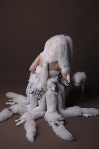 White Arctic Fox Shaman Costume – Genuine Whole Pelt Fantasy Set
