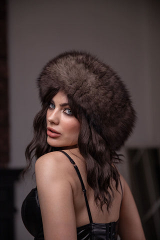 Saga Blue Fox Fur Headband – Warm & Cozy Luxury Headband