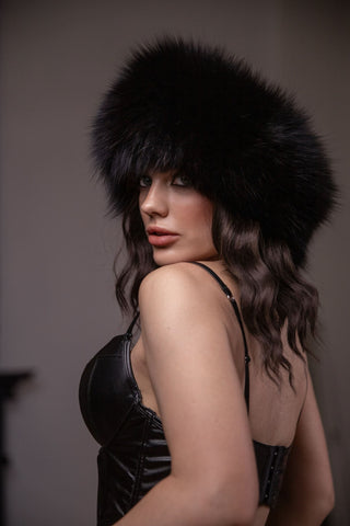 Saga Blue Fox Fur Headband – Warm & Cozy Luxury Headband