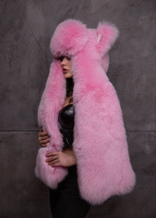 Saga Blue Fox Fur Animal Hat with Ears 'Foxie'
